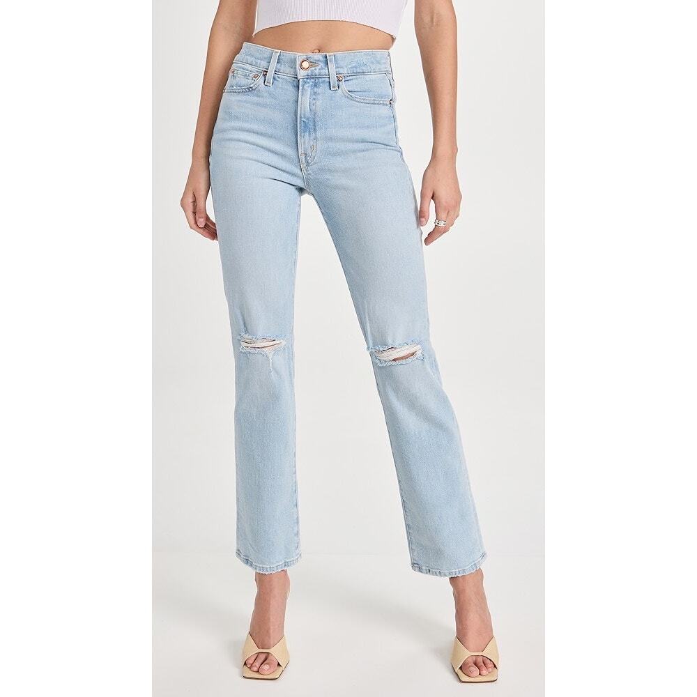 AYR The Sugar Summer 99 Light Blue Distressed High Rise Straight Leg Jeans 30S